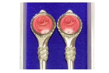 梟 スプーン・フォークセット【東京七宝】（カラー：ピンク）【004-005-1】