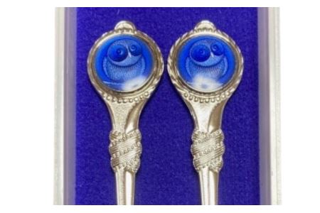 梟 スプーン・フォークセット【東京七宝】（カラー：青）【004-005-3】