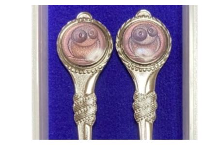 梟 スプーン・フォークセット【東京七宝】（カラー：淡紫）【004-005-5】