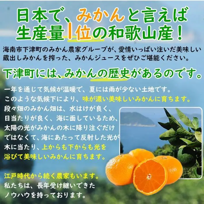 みかんジュース 和歌山県みかん100％ストレート みかんジュース