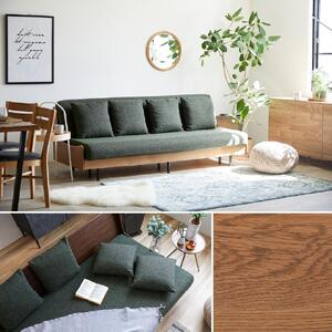 ソファベッド エスタートプレミアム 200cm らくらくカバー付き：オークブラウン×グリーン【大川家具】