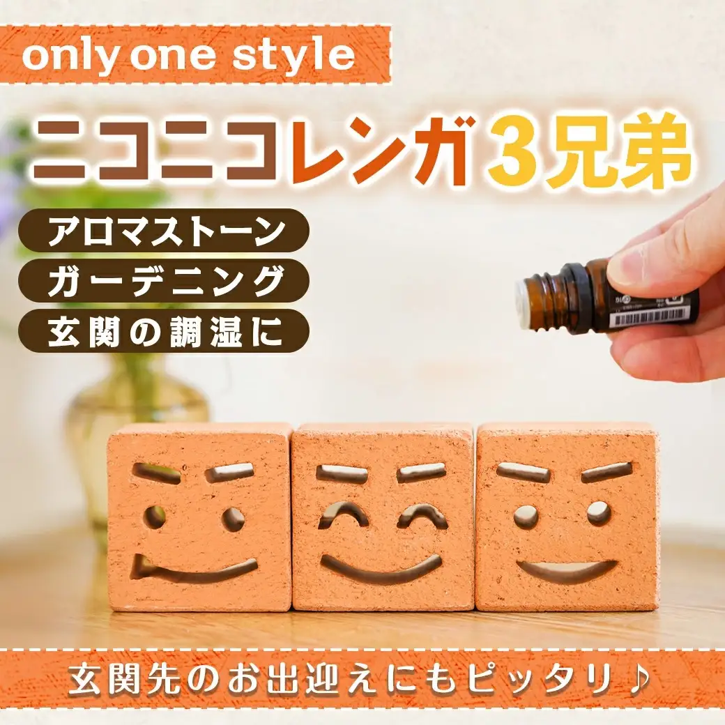 ニコニコレンガ3兄弟(1箱3個入)〔LF-K301〕_(都城市) 都城産レンガ ニコニコレンガ3兄弟 ガーデニング アロマストーン