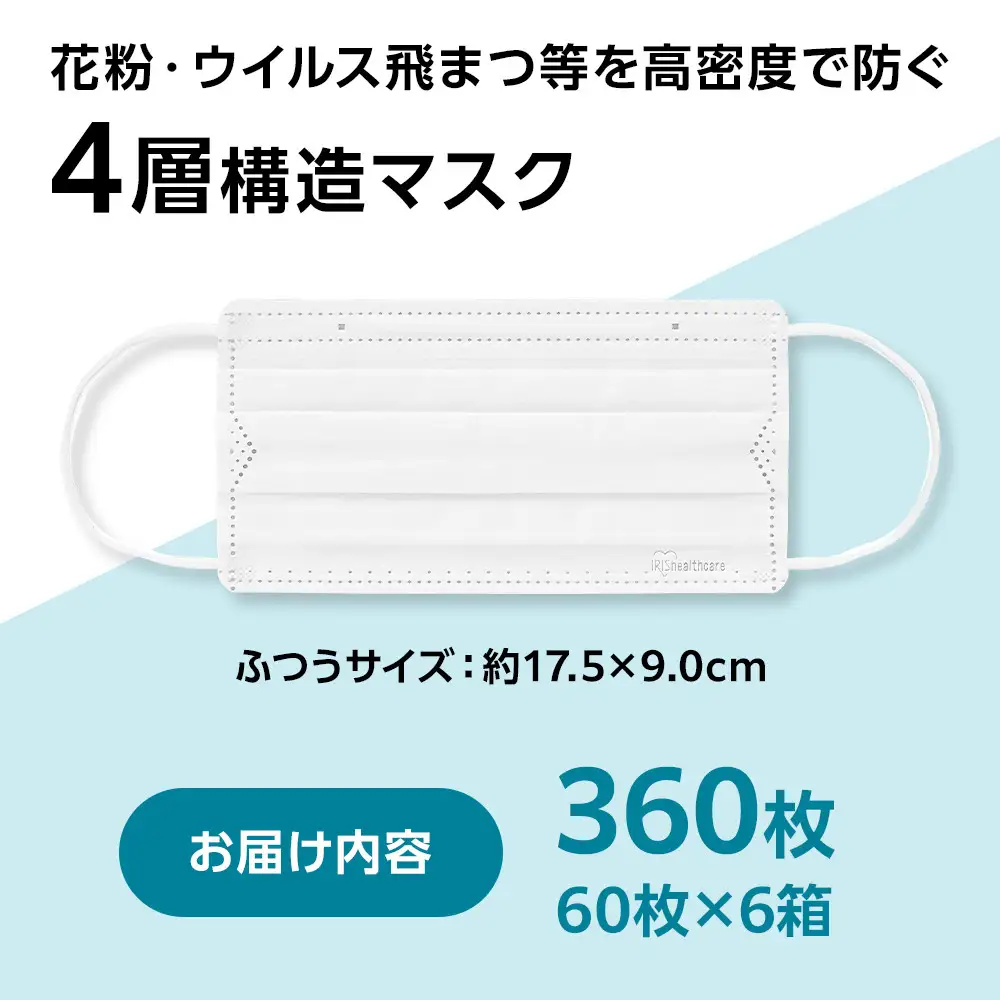 不織布プリーツ マスク  アイリスオーヤマ PN-NC60L ｜ マスク 花粉症  