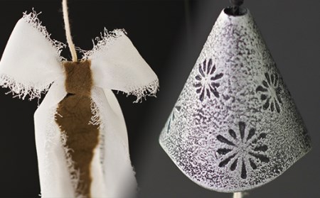 南部鉄器 風鈴 ウインドチャイム × リボン短冊 シルバー 【アート＆クラフトラッピング】 室内用 鉄器 リボン 短冊 和紙 手作り ハンドメイド おしゃれ オシャレ オススメ おすすめ