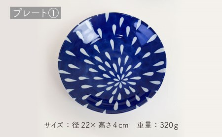 【美濃焼】 江戸 小粋 軽量 22cmプレート 5柄組 【金陶苑】[TBX028]