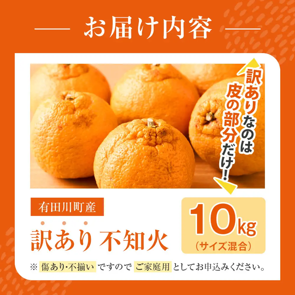 不知火(しらぬい) オレンジ みかん 訳あり 10kg サイズ混合