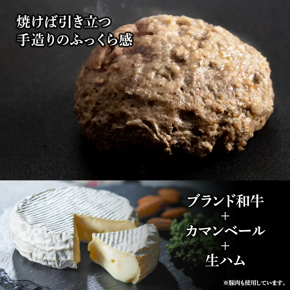 定期便6ヵ月 お楽しみ 北海道産 白老牛 カマンベールチーズハンバーグ 5個セット BY113