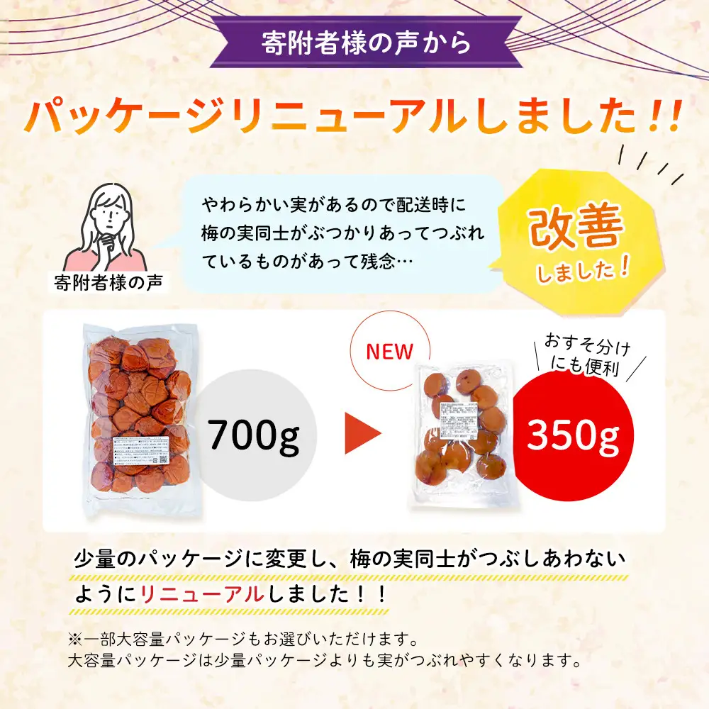 つぶれ梅干し はちみつ梅干し 700g （350g×2パック） 塩分 8％ 訳あり
