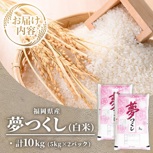 ≪令和7年産≫【白米】【食味鑑定士厳選】福岡県産 夢つくし(計10kg・5kg×2袋) 白米 米 お米 おこめ ごはん ゆめつくし ご飯 常温 福岡県産 ブランド米 常温 常温保存 【ファインリョーコク】as34-001