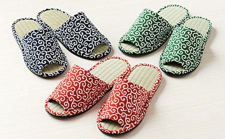唐草柄 畳スリッパ 2足セット 選べる3色 M/Lサイズ 河内スリッパ