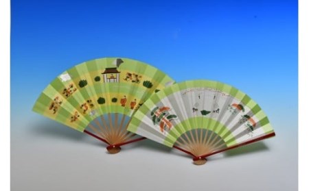 扇子 池田含香堂 奈良絵扇子（一対）奈良扇子 H-07