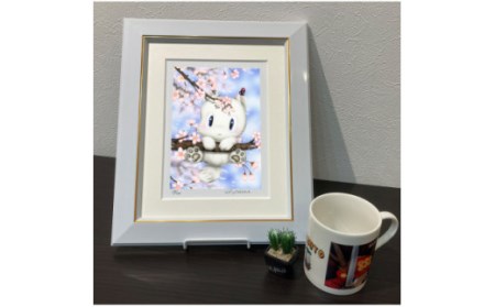 版画 インチ版画「桜の木にラブちゃん乗っかかる」 版画 かわいい 有限会社SOCKS 版画 絵画 ギフト プレゼント 版画 贈答品 お礼の品 版画 F-64