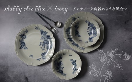 【美濃焼】Blue Rose 24cmプレート・17cmボウル 2形状 4点セット【Felice-フェリーチェ-藤田陶器】食器 鉢 パスタ皿 サラダボウル ワンプレート 花柄 [MBX052]