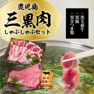 【5営業日以内に発送】鹿児島三黒肉（黒毛和牛・黒豚・黒さつま鶏）のしゃぶしゃぶセット 700g K134-006 肉 豚肉 牛肉 鶏肉 冷凍 スピード配送 最短 すぐ届く お急ぎ