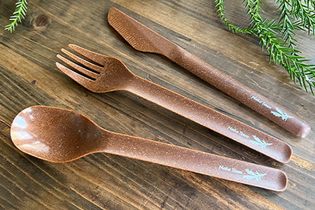 木頭杉のボタニカルカトラリーセット -BOTANICAL Cutlery- NW-5│杉 木頭杉 カトラリー スプーン フォーク ナイフ ボタニカル アウトドア 食器 贈答 ギフト プレゼント 徳島県 那賀町 那賀ウッド