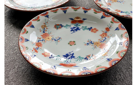 有田焼 其泉 梅菊文和皿 18.5cm 4枚セット【賞美堂本店】器 うつわ 食器 皿 取皿 プレート 赤絵 お正月 お祝い モダン 食洗機対応 A90-38