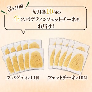 【3ヶ月 定期便】生スパゲティ 10個 × 生フェットチーネ 10個 K036-T06