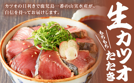 【 山実水産 】 もちもち 生カツオ (R) たたき 6節 + 養殖 かんぱち 柵 セット K046-001 魚
