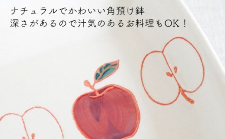 【波佐見焼】フレッシュアート 角預け 鉢 2柄セット 〈リンゴ・レモン〉 [OAQ048]