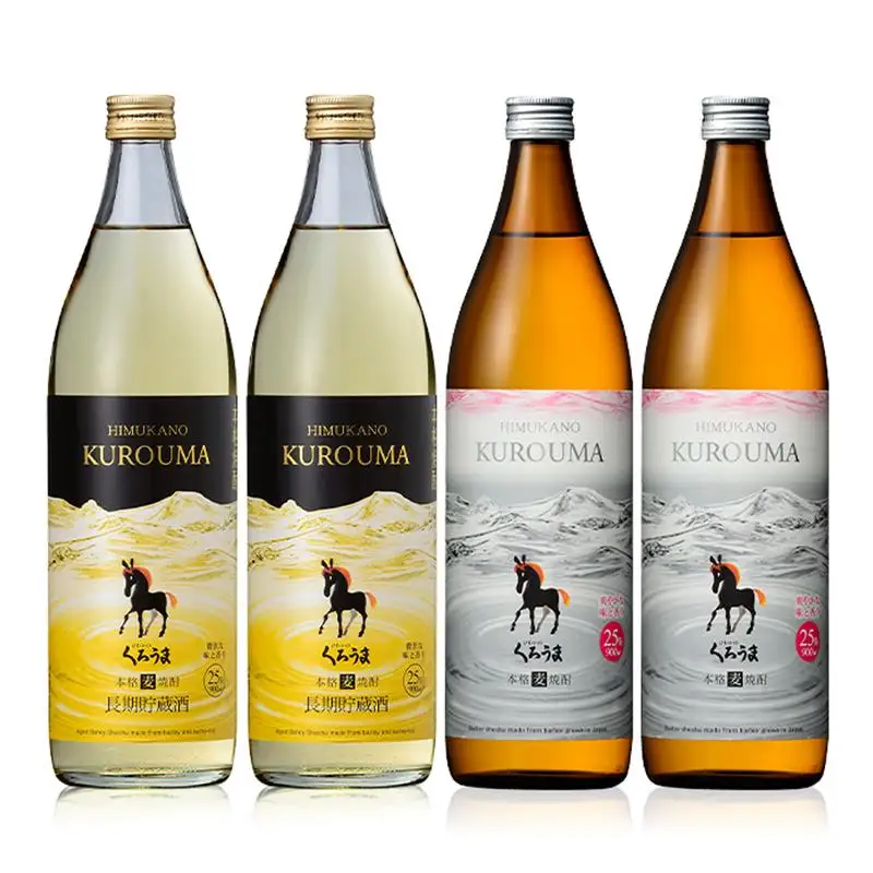 くろうま麦麦4本セット 麦焼酎25度900ml 神楽酒造＜26-14a＞