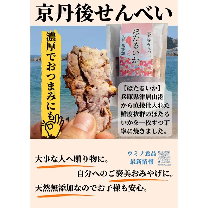 コンクール受賞！ほたるいか姿焼き海鮮せんべい ３袋｜京丹後の職人仕上げ◎贅沢なおつまみ・ギフトに人気