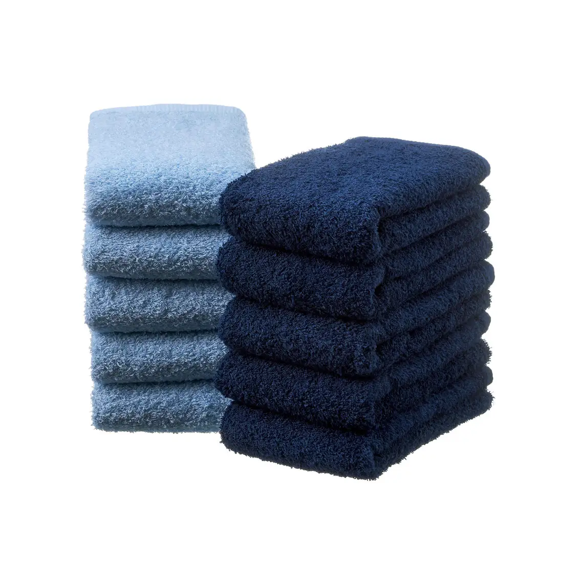 【泉州タオル】吸水力と肌触りが自慢のデイリーユースフェイスタオル スカイブルー・クラシックブルー 10枚  国産 人気 【039D-245】