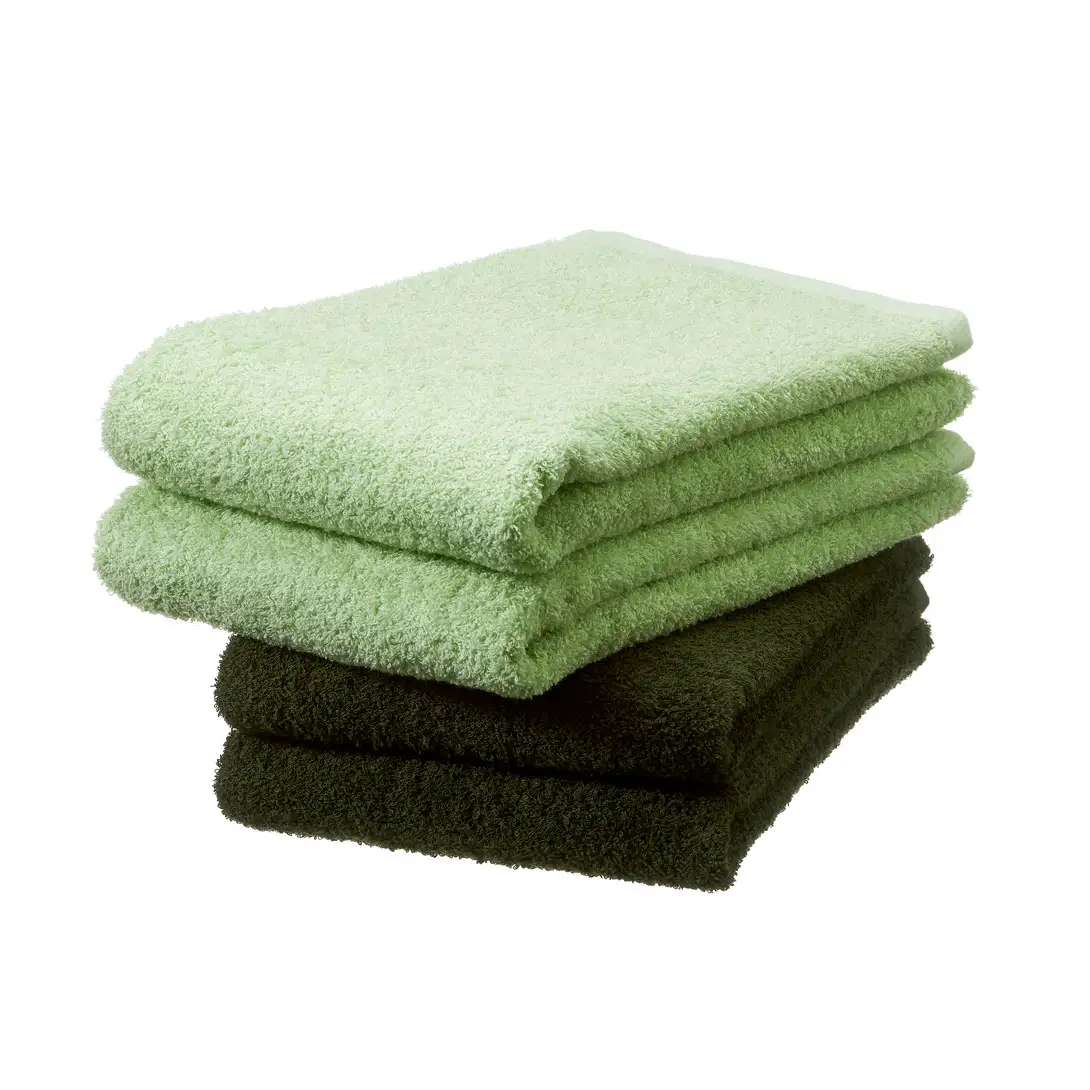 【泉州タオル】吸水力と肌触りが自慢のデイリーユースバスタオル ライトグリーン・モスグリーン 4枚 日用品 【039D-257】