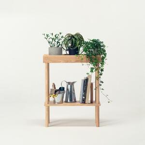 旭川家具　コサイン　プラント シェルフ 【 旭川家具 北海道 旭川市 木製  家具 北海道産材 タモ タモ材 ヤチダモ 観葉植物 花台 ディスプレイ棚 飾り棚 収納 モイス板 吸湿板付き 植物棚 作業灘 園芸 地材地消 シンプル ナチュラル 手作り 北欧 おしゃれ 天然木 無垢 】_01874