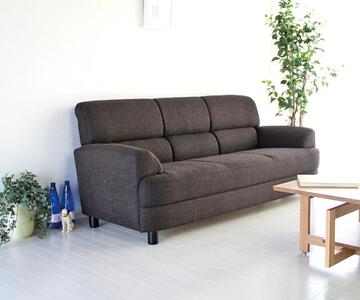 旭川家具 宮田産業 OLIVIA(オリビア) 3人掛けソファ ブラック色 【 国産 無垢 インテリア 木製 シック ソファ ソファー 2.5人掛け 3人掛け リビング ダイニング 北海道 】_00995