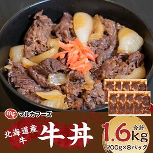 【北海道産牛】牛丼 小分け 計1.6キロ！（200g×8_01718
