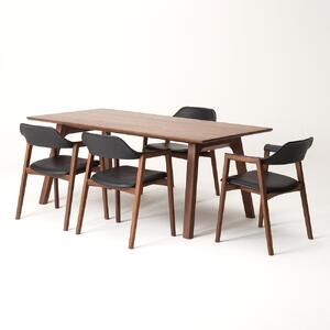 旭川家具 カンディハウス TEN ソリッドテーブル&アームチェアー4脚セット ウォルナットCW_01345