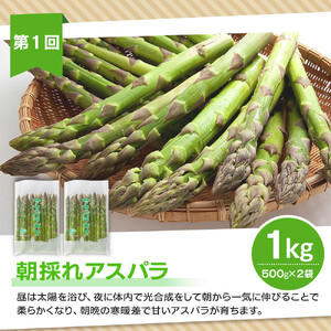 【26年5月発送開始】かに太郎 定期便Bセット（アスパラ、赤肉メロン、白くまコーン）全3回 | アスパラ _01597