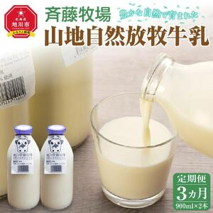【3ヶ月定期便】斉藤牧場の山地自然放牧牛乳（900ml×2本×3回） ｜ 牛乳 _00576