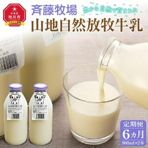 【6ヶ月定期便】斉藤牧場の山地自然放牧牛乳（900ml×2本×6回） ｜ 牛乳 _00577