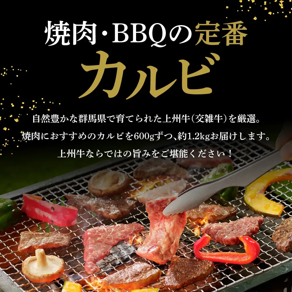 牛肉 カルビ 【上州牛】 1.2kg（600g×2パック）  群馬 県 千代田町※沖縄・離島配送不可 