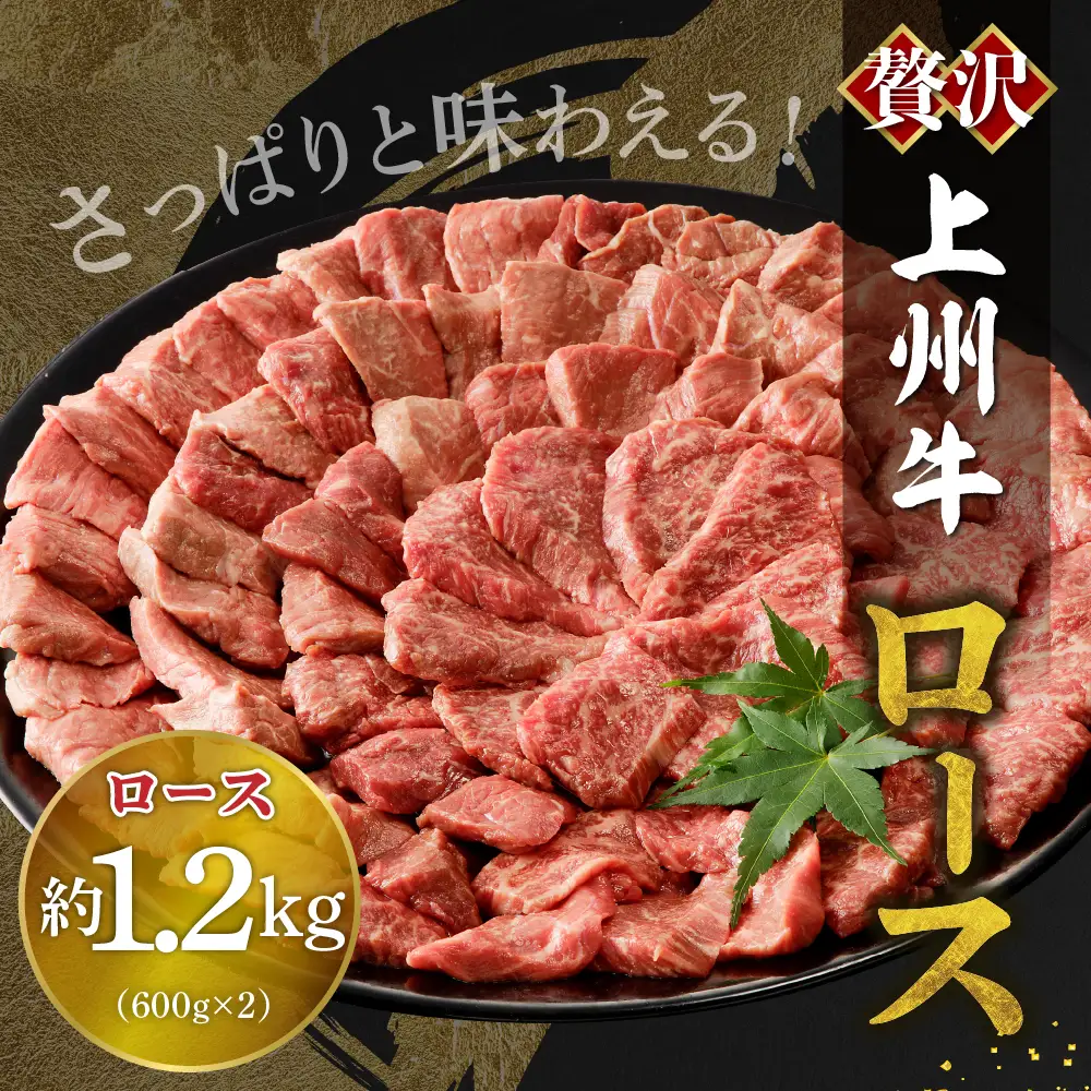 牛肉 ロース 【上州牛】 1.2kg（600g×2パック）  群馬 県 千代田町 ※沖縄・離島配送不可 