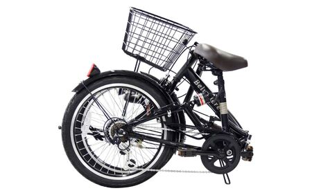 ノーパンク 折りたたみ自転車 ベルヴェデール Belvedere カーキ 20インチ 6段変速 リアサス・前カゴ・LEDライト付｜武田産業 フォールディングバイク 人気返礼品 空気入れ不要 パンクしない 通勤 通学 三重県 四日市市 ふるさと納税