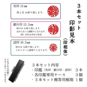 チタン　3本セット　実印・銀行印・認印　　[山梨 印鑑 印鑑セット]