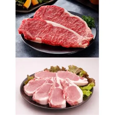 かごしま黒豚と鹿児島県産黒毛和牛ステーキ セット【配送不可地域：離島】【1186093】