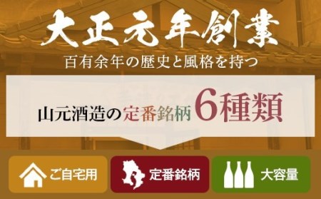BS-908　5合瓶6本飲み比べ 各900ml （五代・黒五代・赤五代・蔵の神・黒蔵の神・紅おごじょ） 山元酒造