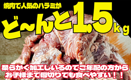 訳あり 牛肉 柔らか 厚切り 牛ハラミ ステーキ 塩仕込み 計1.5kg 500g×3p 配送不可 離島 お肉 柔らかい ジューシー 食べやすい 下味付き 旨味 バーベキュー おうち焼肉 つまみ おかず 
