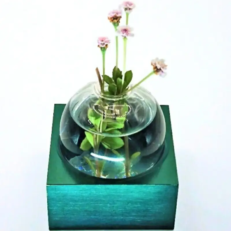 アルミ一輪挿し（一連）グリーン　おしゃれ　お花　フラワーベース　花瓶　シンプル　４色展開