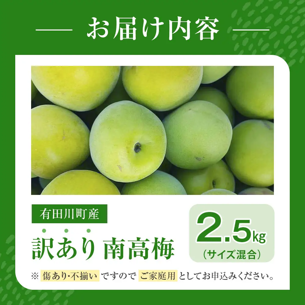 青梅 2.5kg 紀州南高梅 シロップ・梅酒・梅干し用など 和歌山県有田産 訳あり 2026年5月下旬～7月上旬発送予定