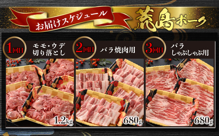 【肉の定期便×6回コース】肉好き大集合！臭みゼロの豚肉「荒島ポーク」食べ比べ 定期便！【福井のブランド豚肉】