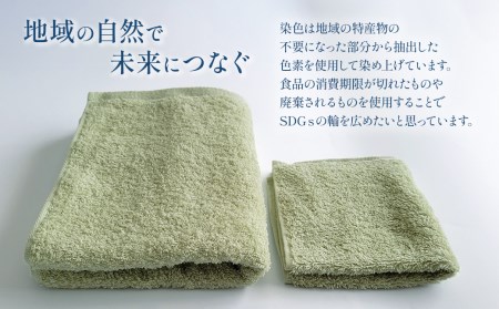 「地域の自然を染めるタオル」 フェイスタオル・タオルハンカチ 各1枚セット（うす緑／絹かわなす）
