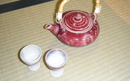 【上野焼香春徹山窯】直燗土瓶（赤）※お猪口 2個付き
