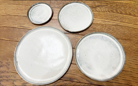 【上野焼香春徹山窯】洋皿（大皿1枚 中皿1枚 小皿1枚 豆皿1枚）計4枚セット