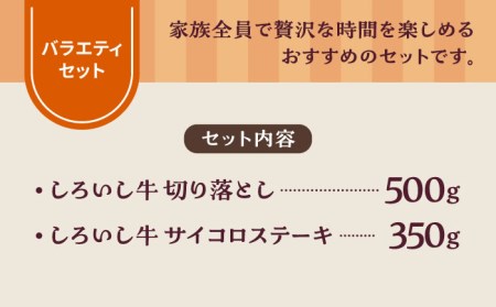 食卓バラエティセット（切り落とし 500g＆サイコロステーキ 350g）/ 牛肉切り落とし ステーキ [IAH195]