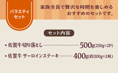 佐賀牛バラエティセット（切り落とし（計500g）＆サーロインステーキ（計400g））/ 牛肉切り落とし ステーキ [IAH202]