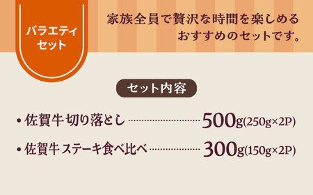 佐賀牛バラエティセット （切り落とし 500g＆ステーキ食べ比べ 300g）/ 牛肉切り落とし ステーキ [IAH203]